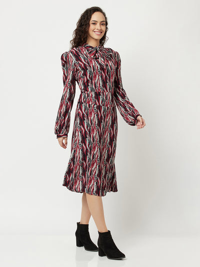 Multi-Colour A-line Dress-Women Dresses-Crimsoune Club