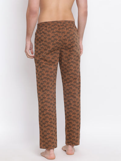 Brown Printed Slim Fit Lounge Pants - Men Lounge Pants