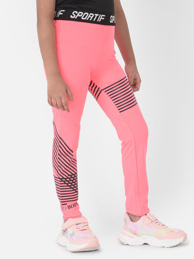 Pink Printed High Waisted Track Pants - Girls Track Pants