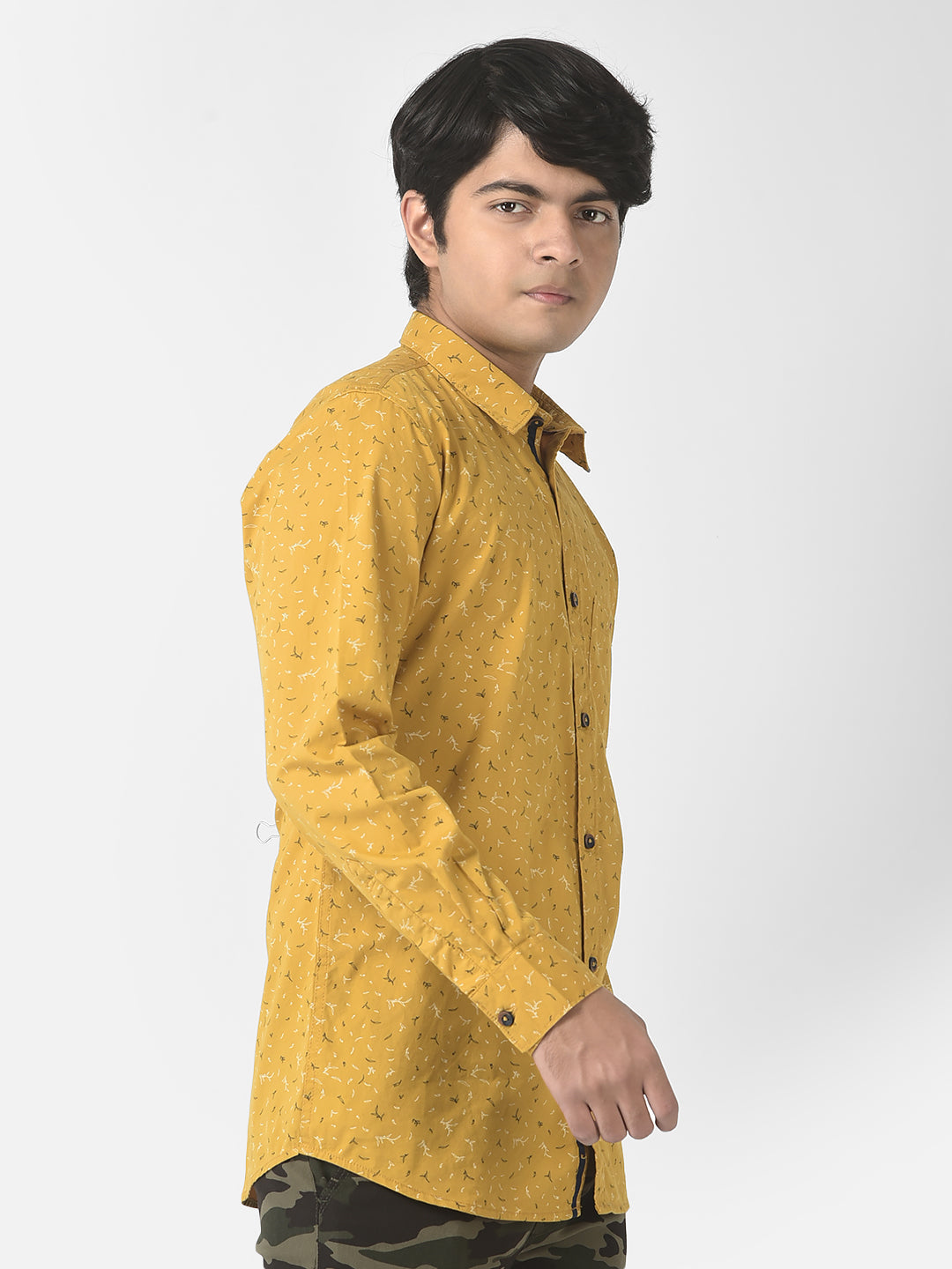  Mustard Yellow Floral Shirt