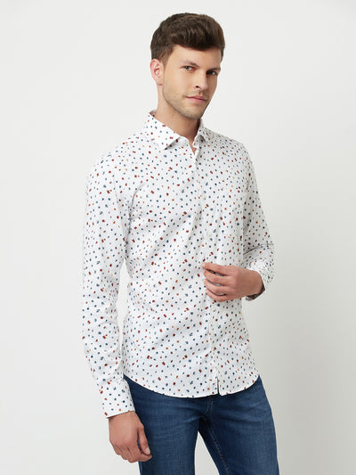 White Floral Printed Shirt-Men Shirts-Crimsoune Club