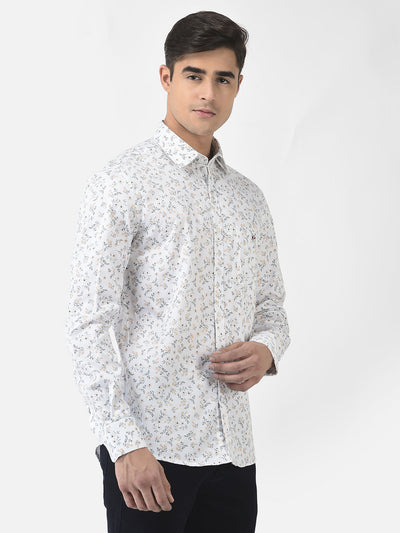  White Floral Shirt in Pure Cotton