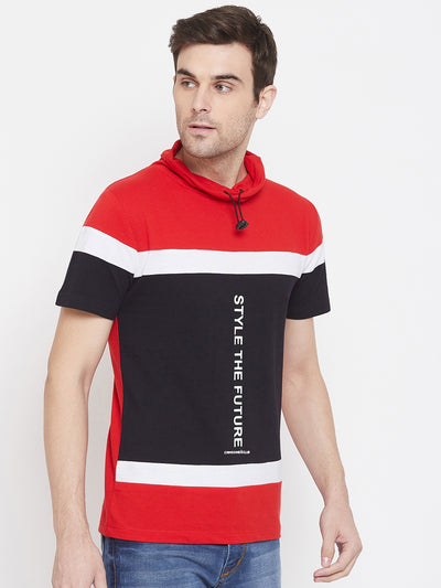 Navy Blue Printed High Neck T-Shirt - Men T-Shirts