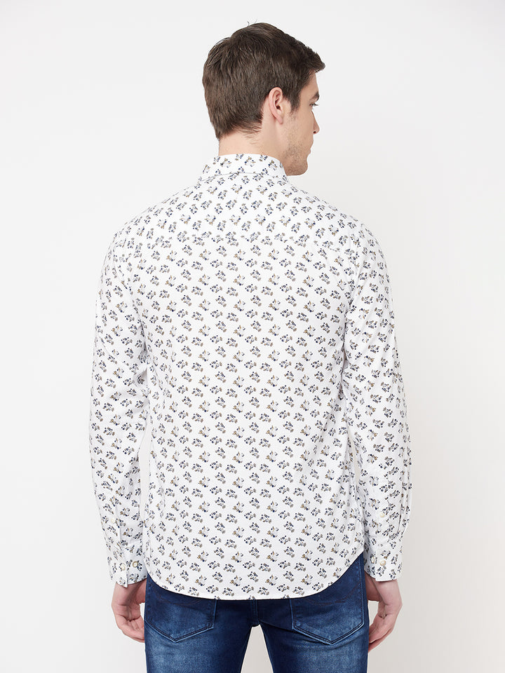 White Floral Shirt - Men Shirts