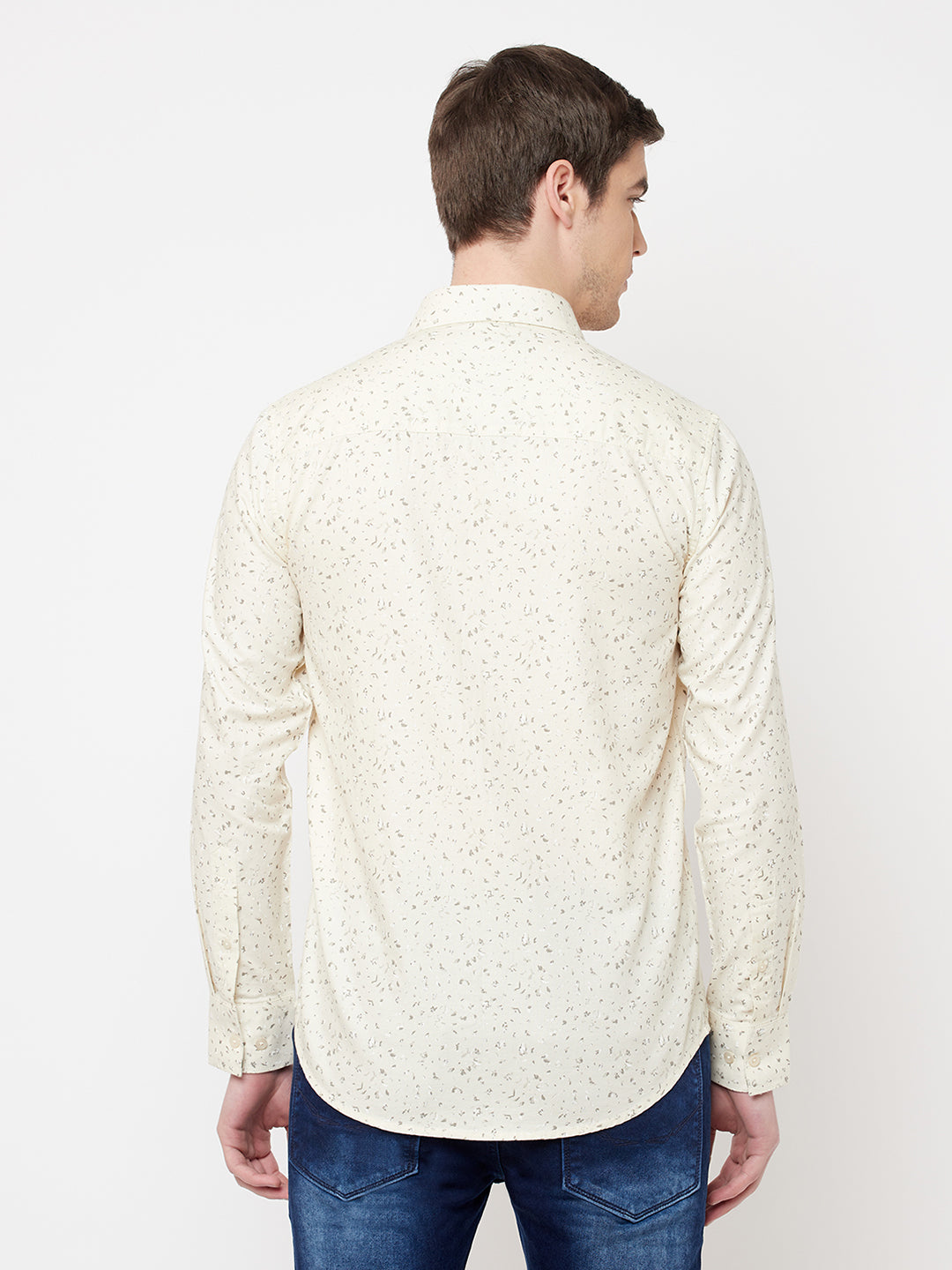 Beige Printed Casual Shirt - Men Shirts