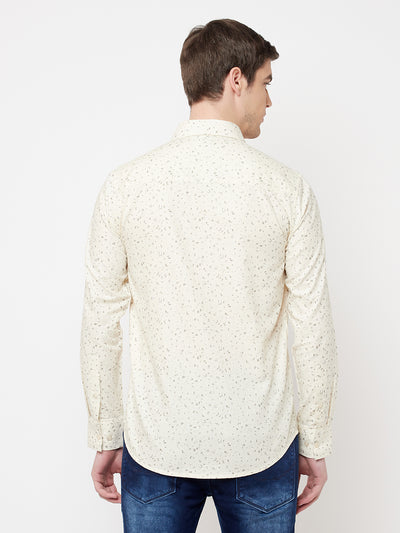 Beige Printed Casual Shirt - Men Shirts