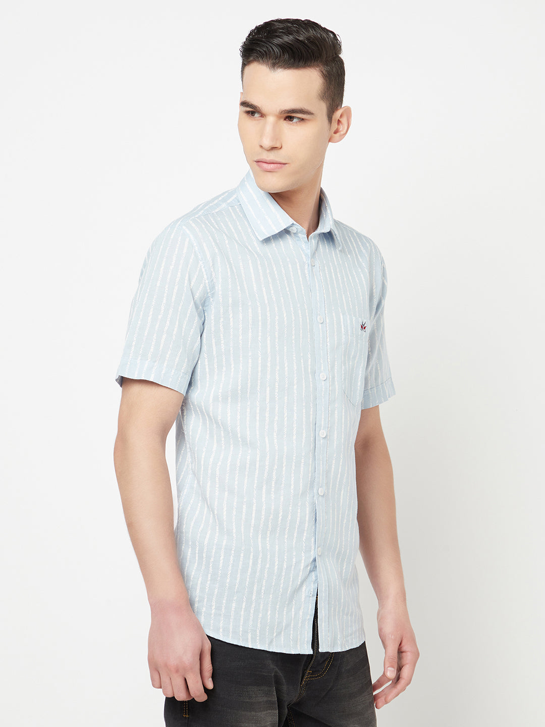 Blue Striped Linen Shirt - Men Shirts