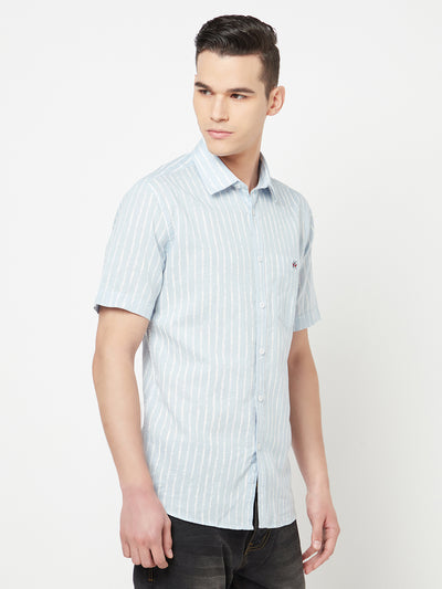 Blue Striped Linen Shirt - Men Shirts