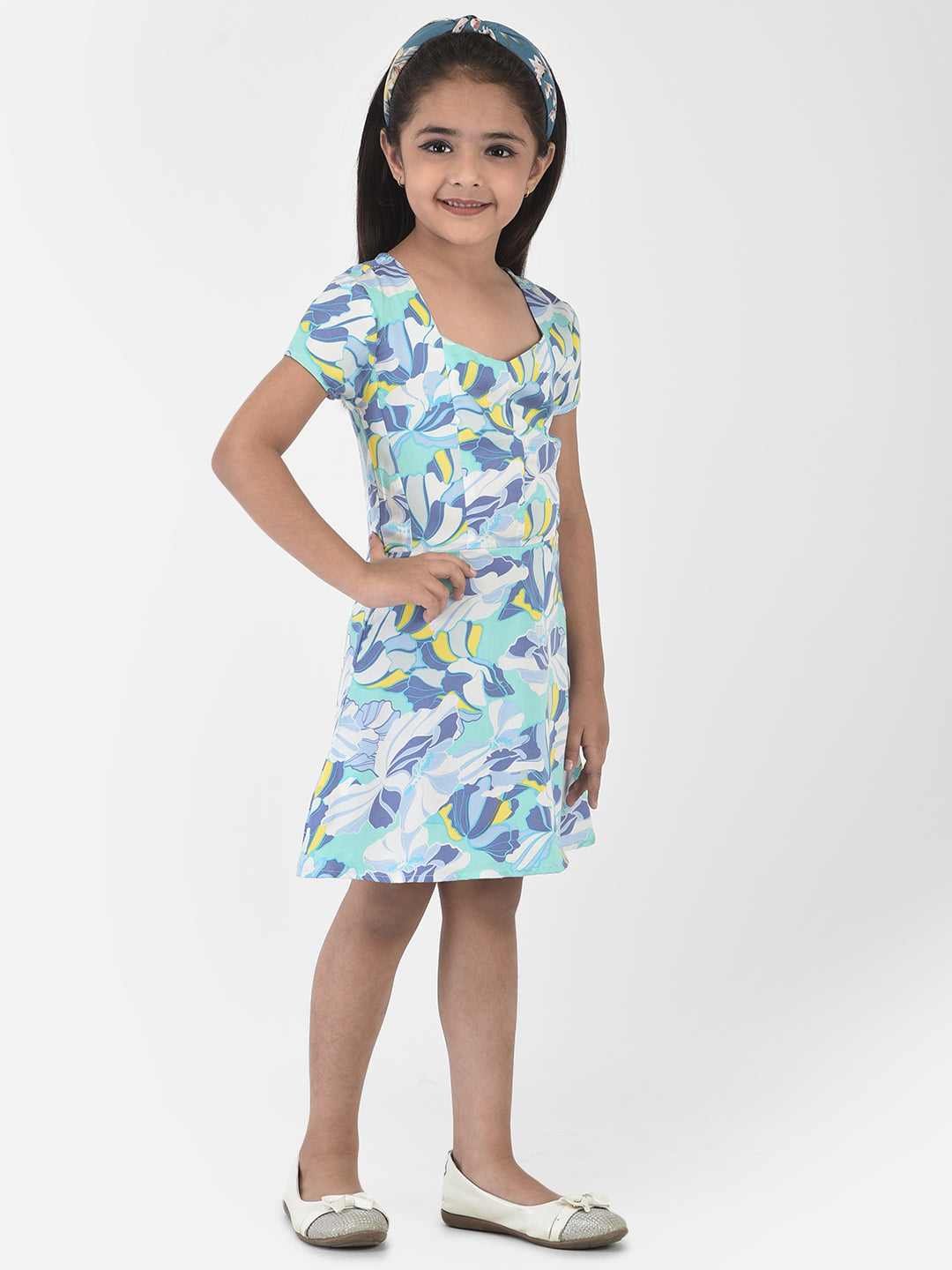 Blue Sweetheart Neck Dress - Girls Dress