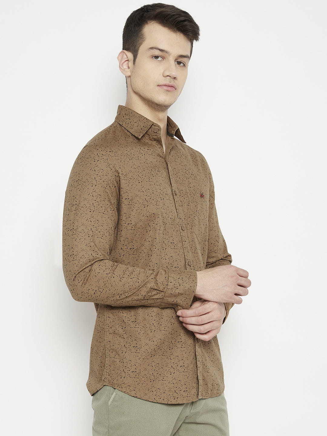 Brown Printed Slim Fit shirt - Men Shirts