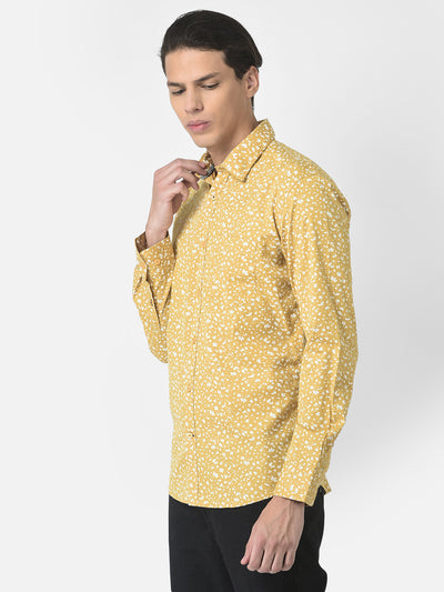 Yellow Shirt in Floral Print-Men shirts-Crimsoune Club