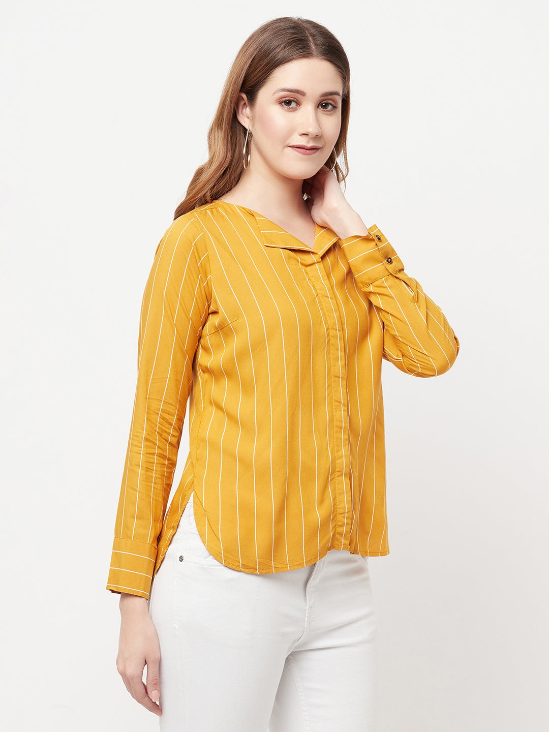 Mustard Striped Top - Women Tops