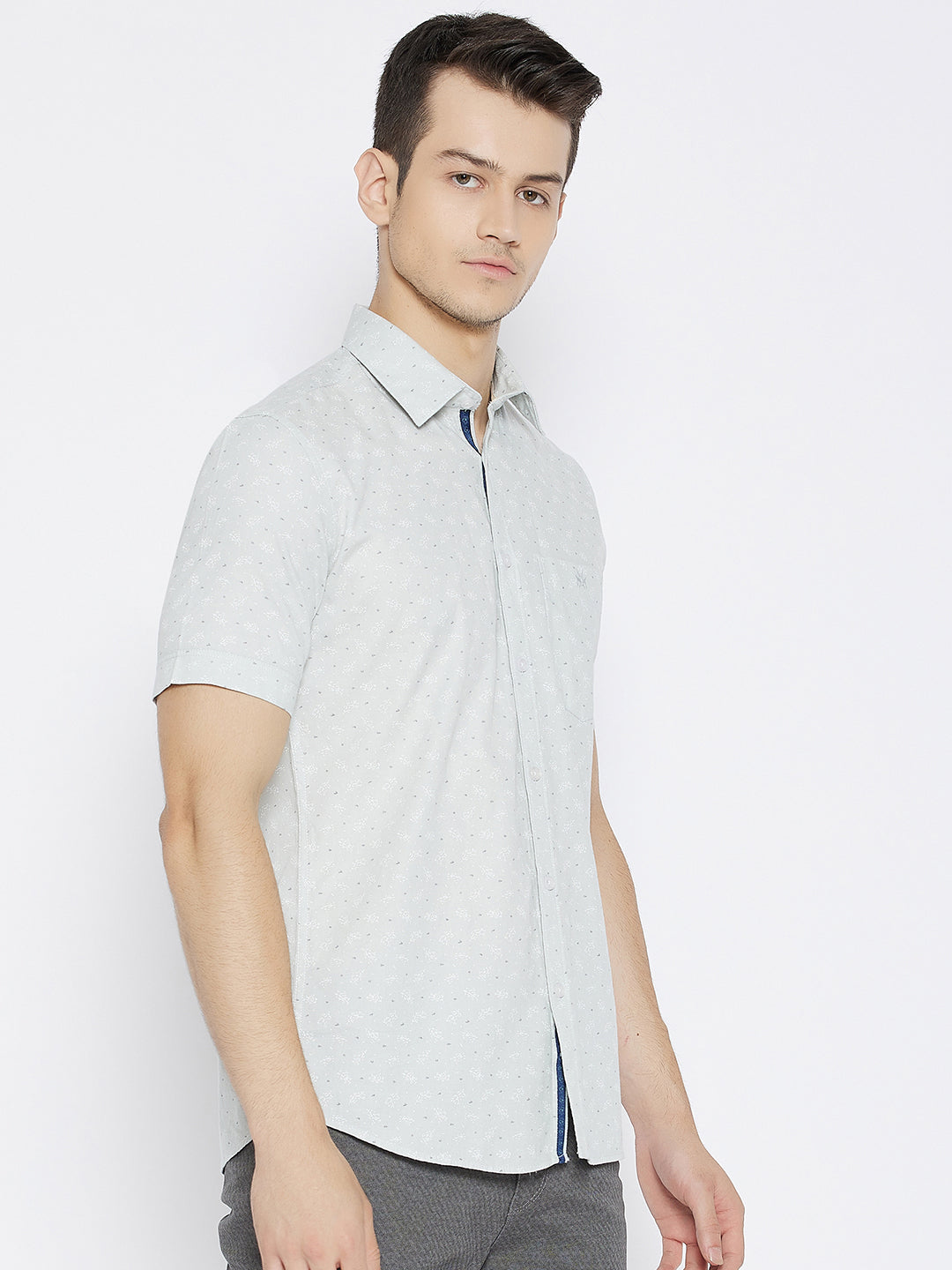 Grey Printed Slim Fit shirt - Men Shirts