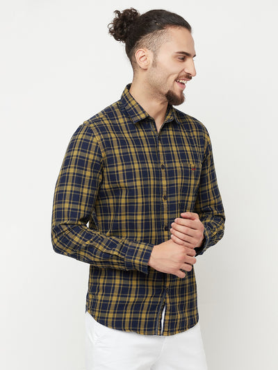 Beige Checked Casual Shirt - Men Shirts