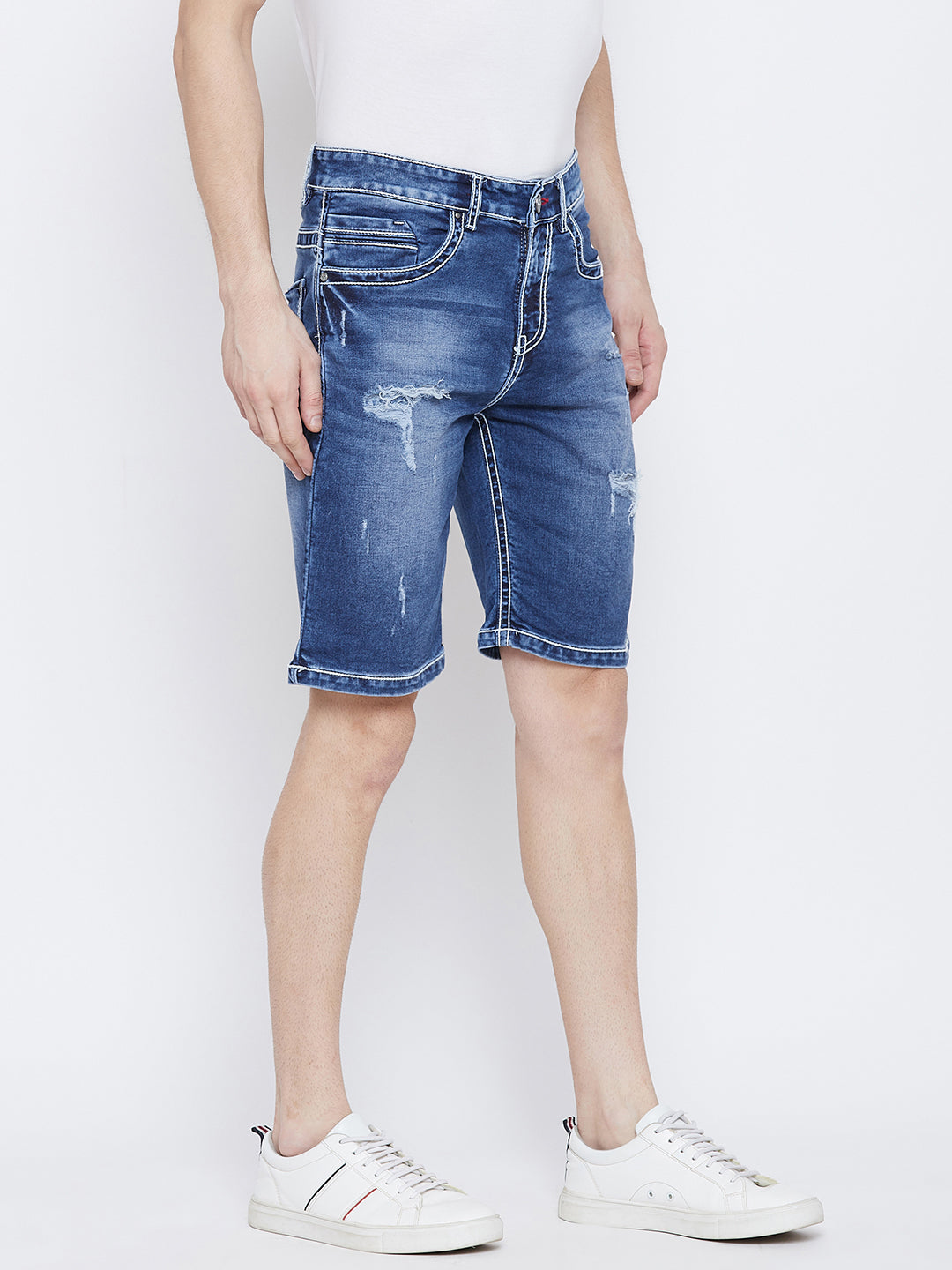 Blue Slim Fit Shorts - Men Shorts