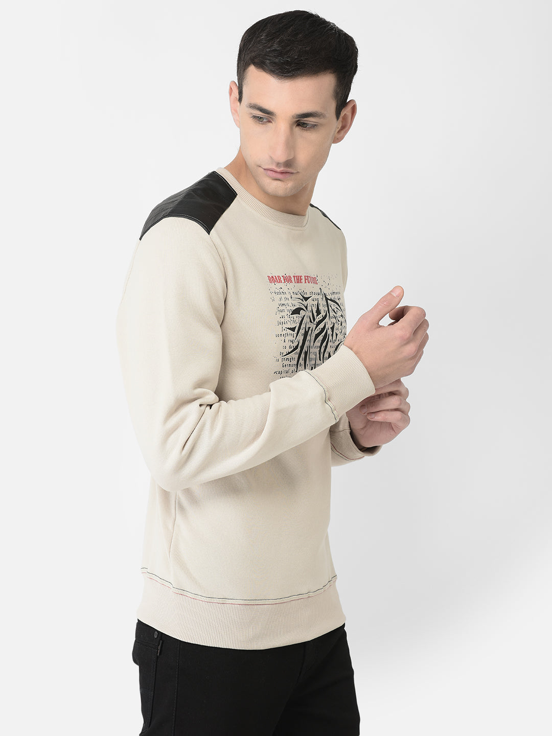  Beige Lion Graphic Sweatshirt
