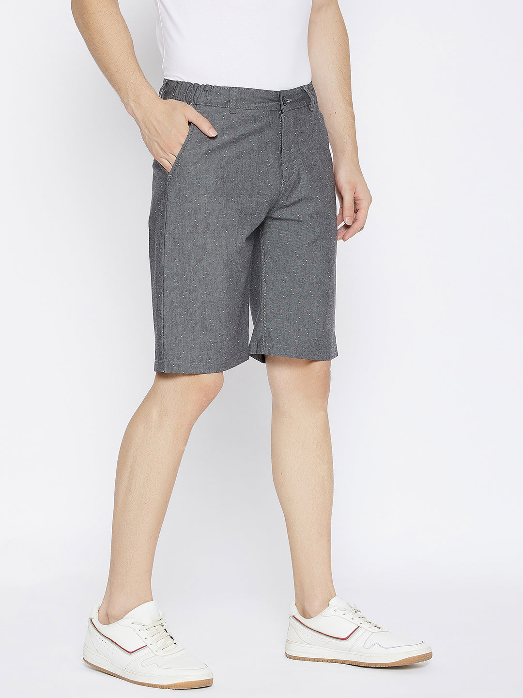 Charcoal Printed Slim Fit Shorts - Men Shorts