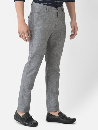  Melange Grey Trousers in Cotton Blend  