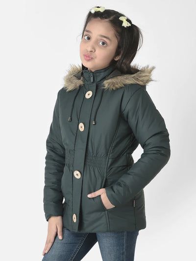  Green Padded Peplum-Style Jacket 