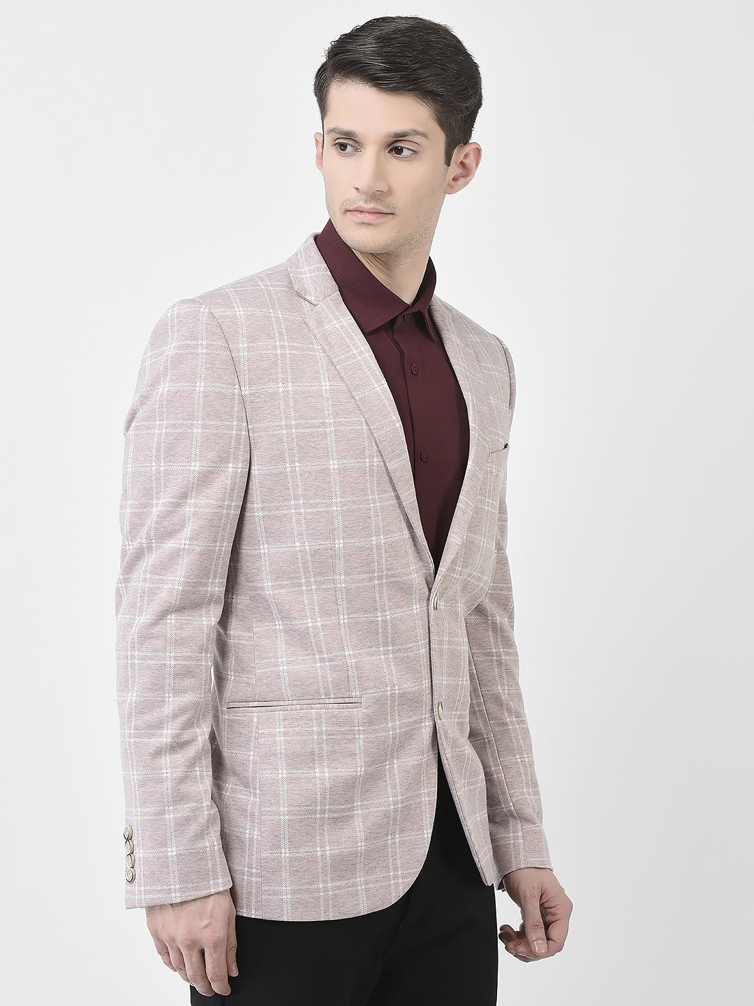  Dusty Pink Checked Blazer