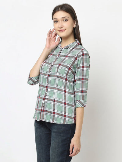 Mint Green Shirt in Tartan Checks