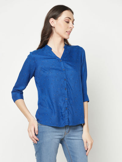  Royal Blue Printed Shirt