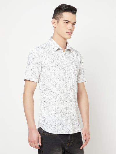 White Floral Printed Shirt - Men Shirts