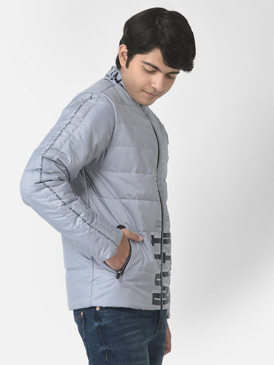  Light Grey Padded Typographic Jacket 