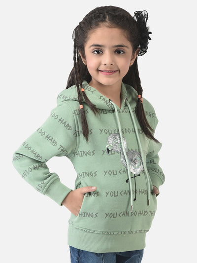  Green Sweatshirt with Graphic Detailing 