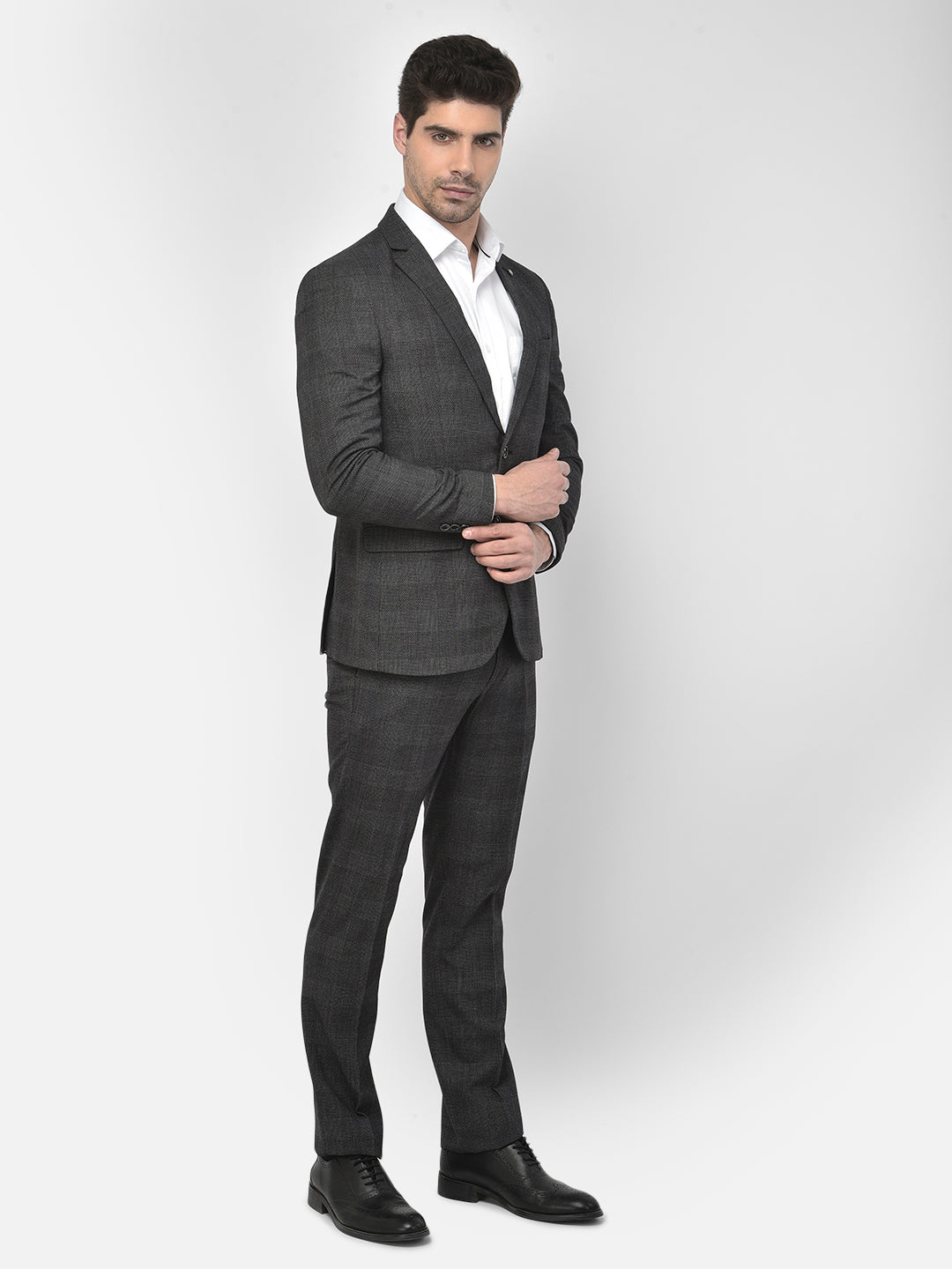 Grey Checked Suit - Men Suits