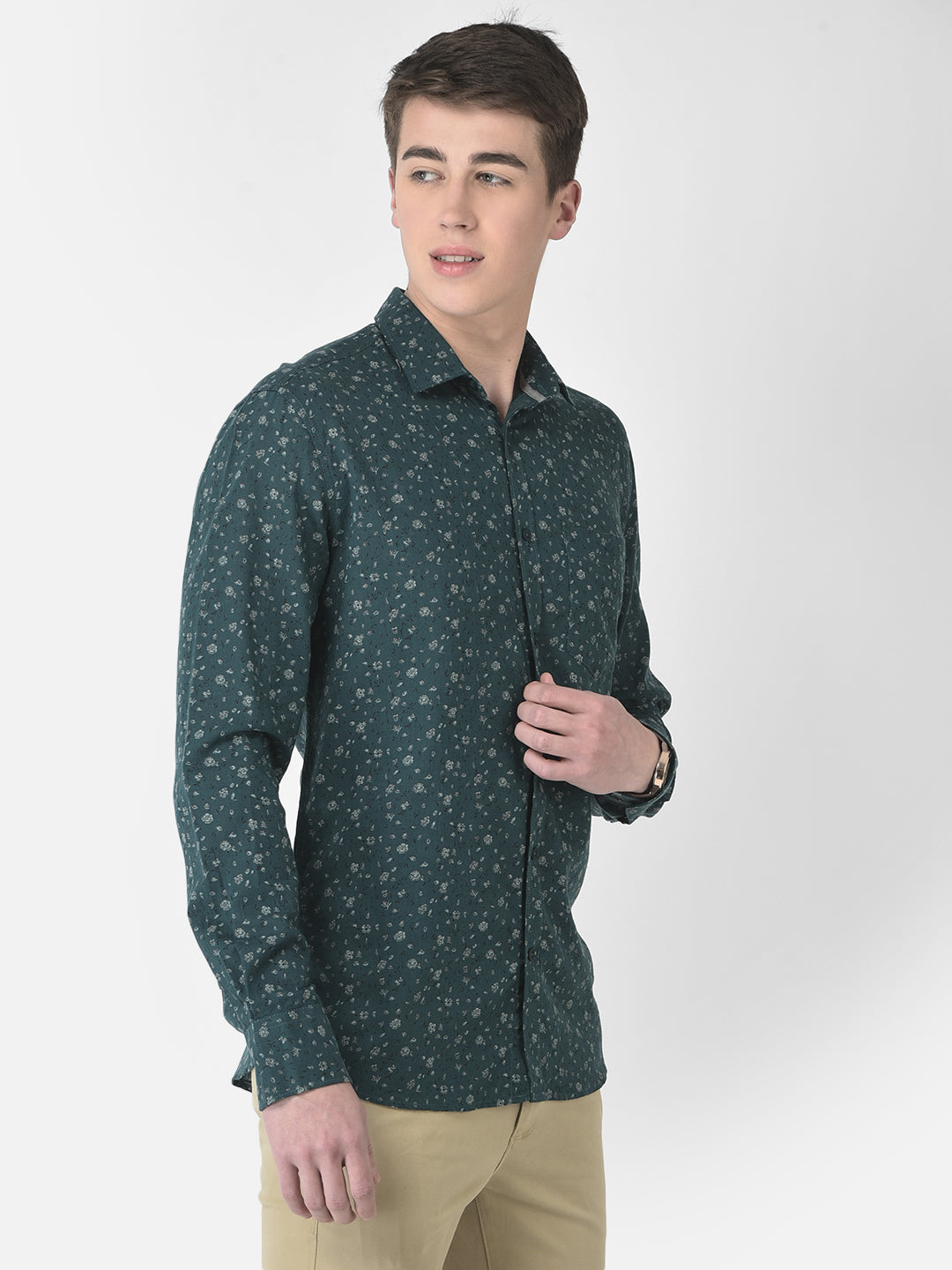  Green Floral Print Shirt 