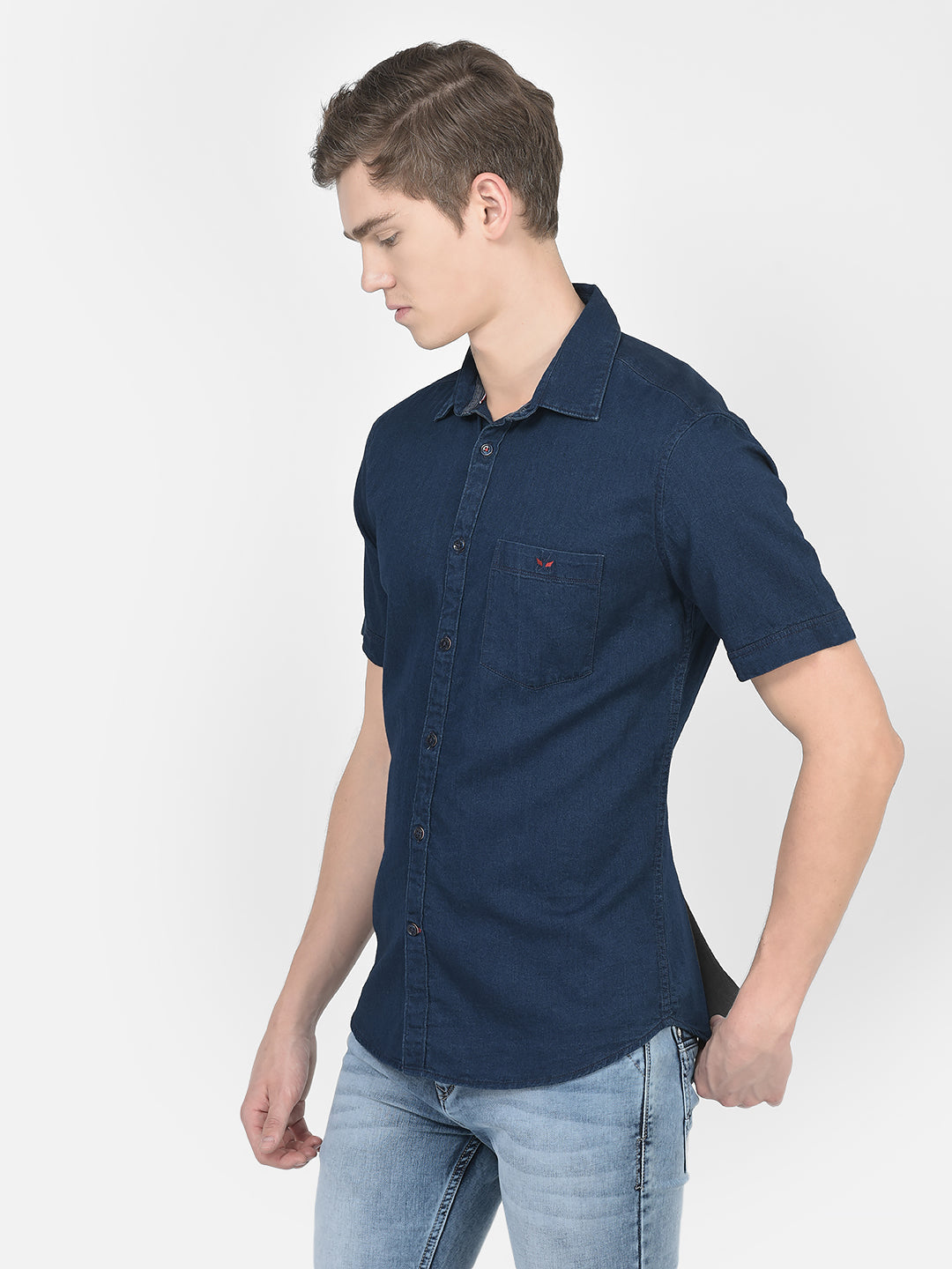  Short-Sleeved Denim Shirt