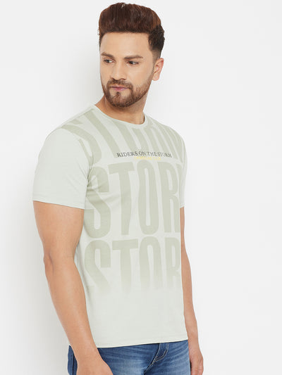 Green Printed Round Neck T-Shirt - Men T-Shirts