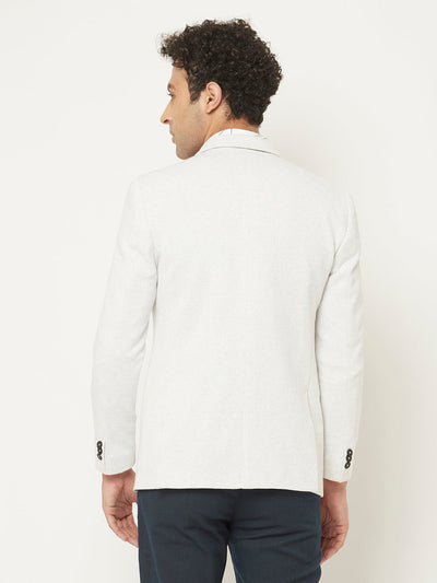  White Blazer with Contrast Button Detailing 