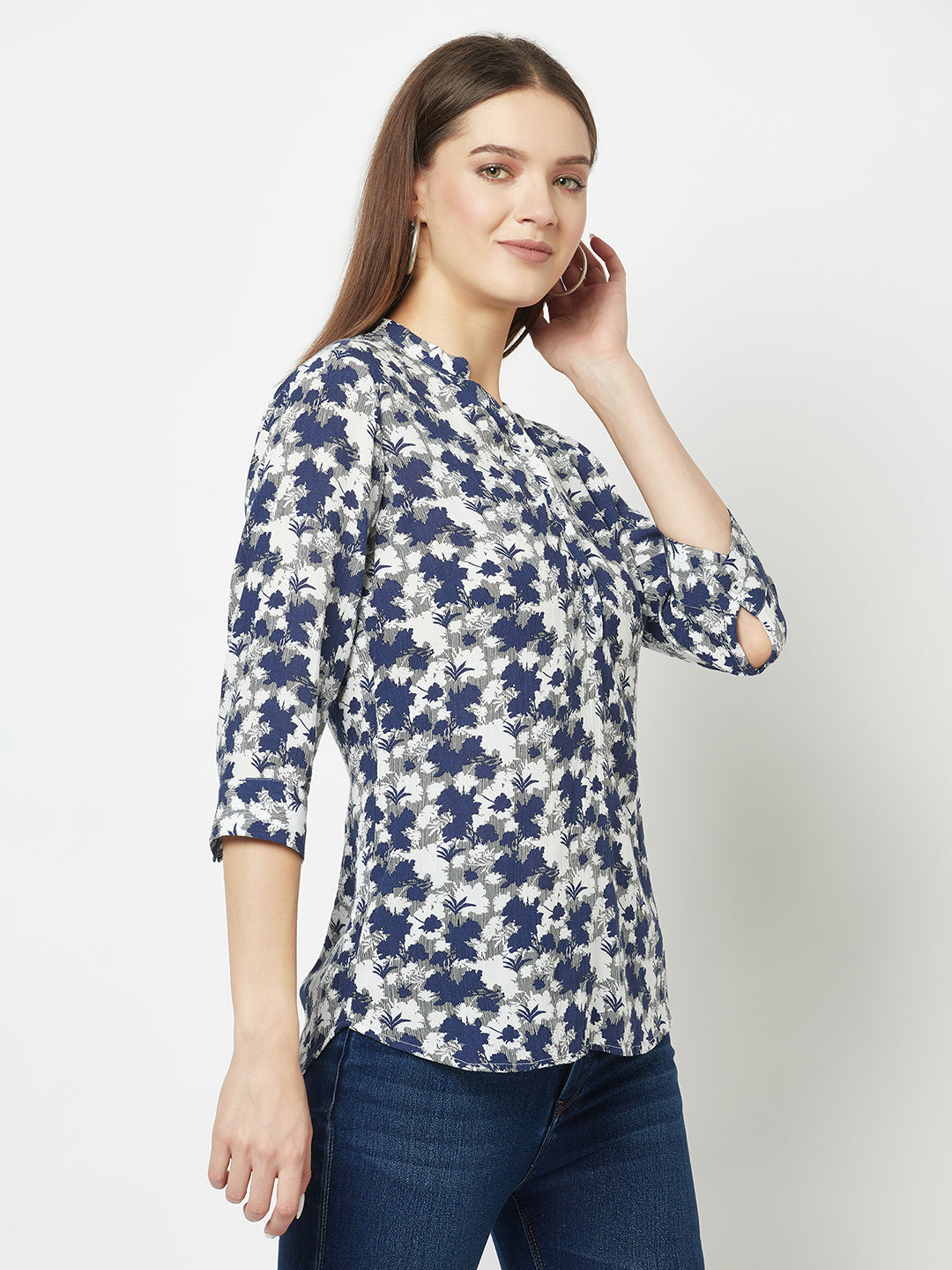  Indigo Abstract Print Top