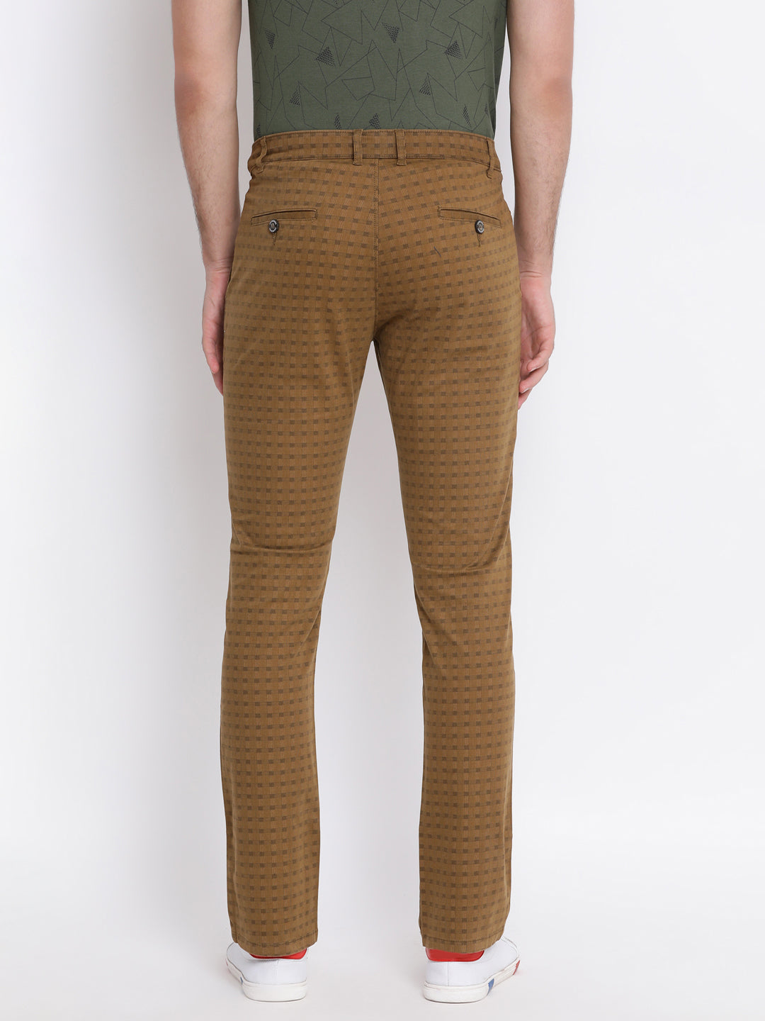 Brown Printed Slim fit Trousers - Men Trousers