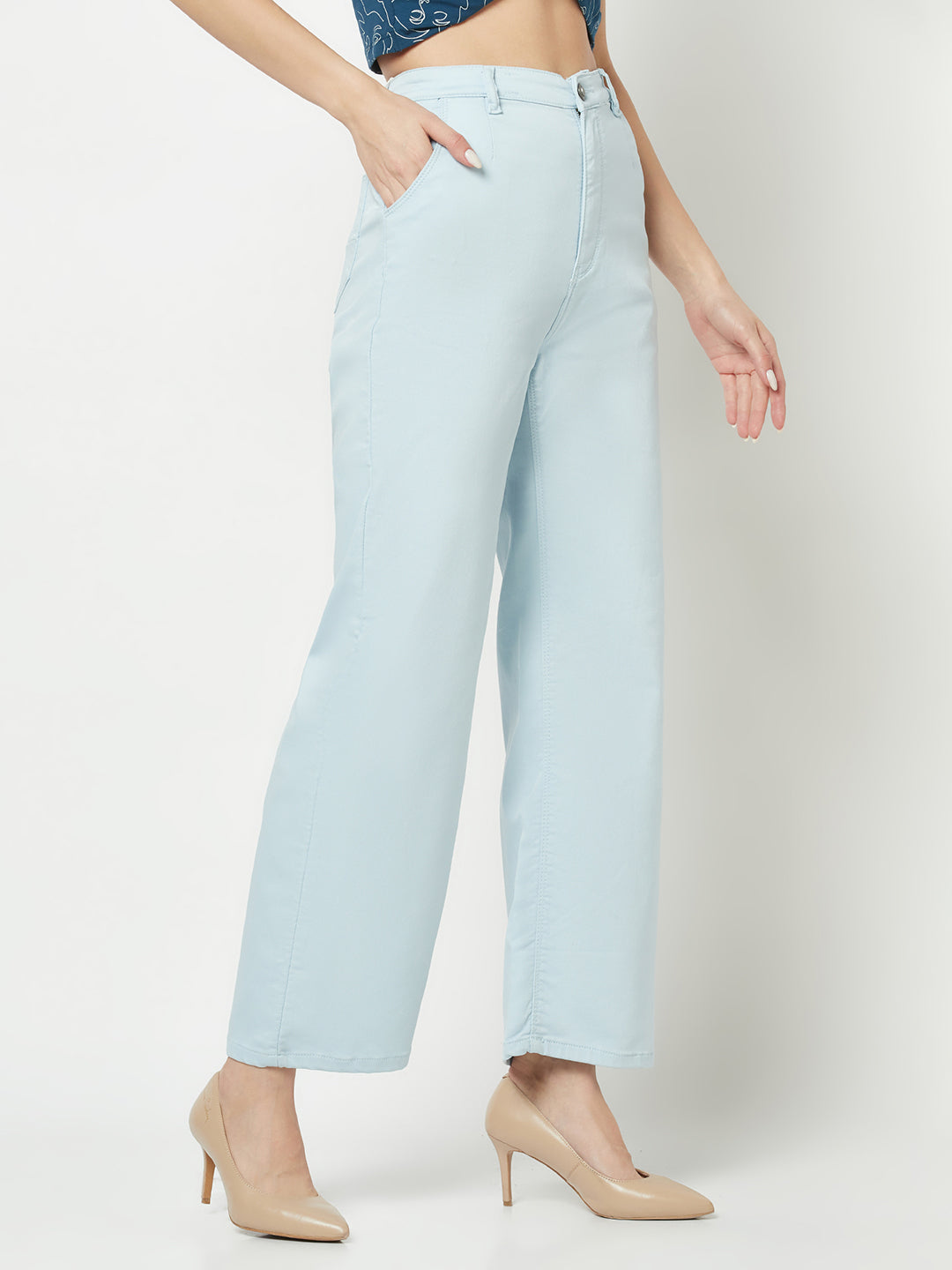  Sky Blue Wide Leg Jeans 