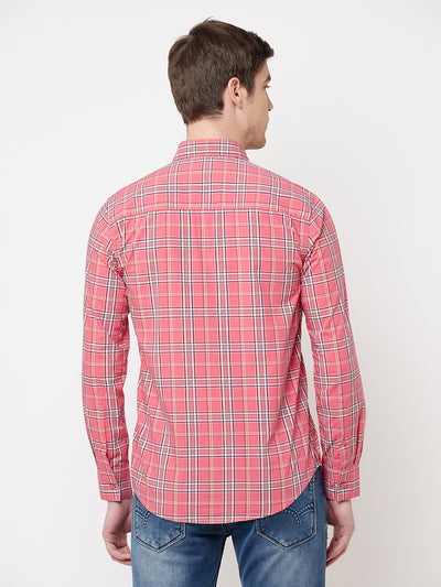 Pink Checked Casual Shirt - Men Shirts