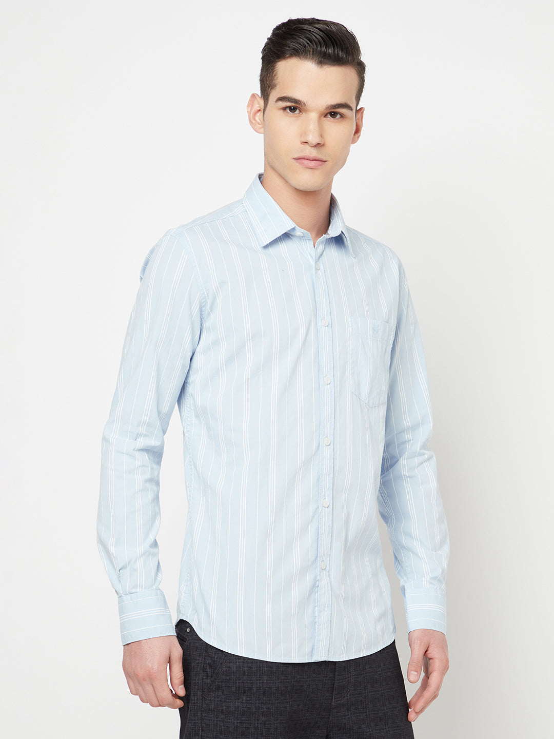 Blue Striped Shirt - Men Shirts