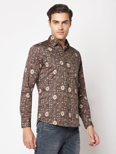  Olive Motif Print Shirt