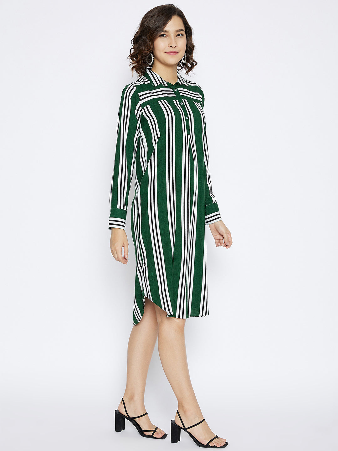 Green Striped shirt Dress - Women Dresses