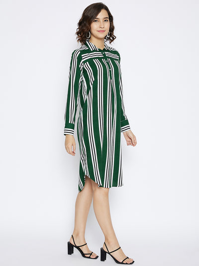 Green Striped shirt Dress - Women Dresses