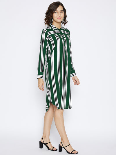 Green Striped shirt Dress - Women Dresses