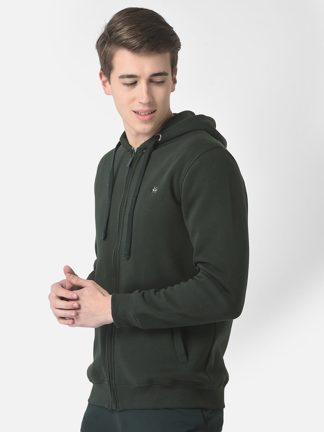  Green Logo-Block Hooded Sweatshirt