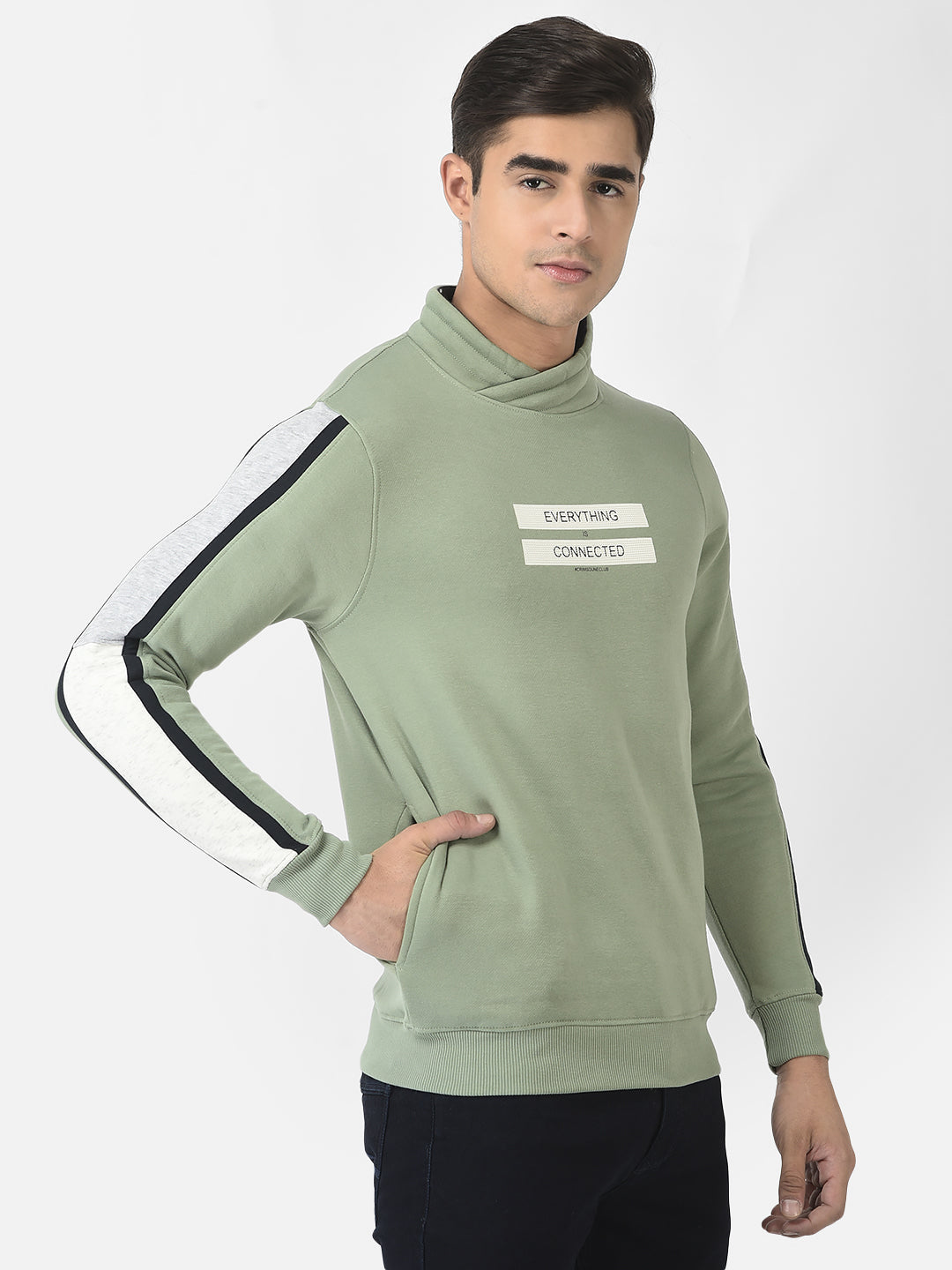  Green Sweatshirt with Typography Print