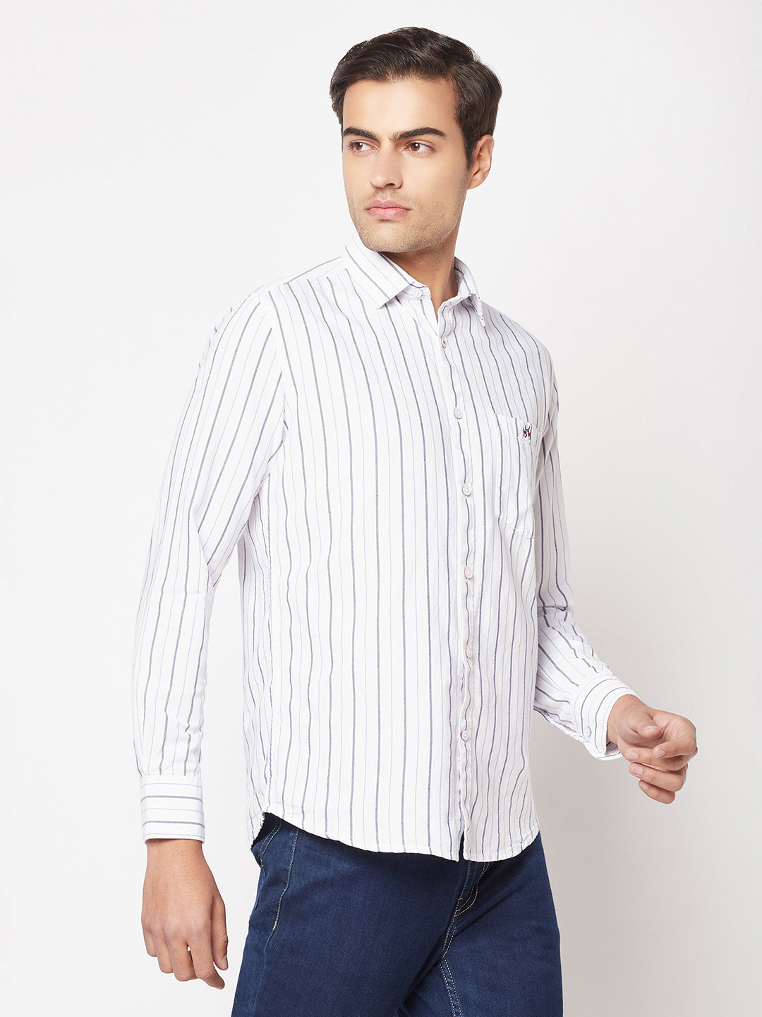  Striped White Cotton Shirt