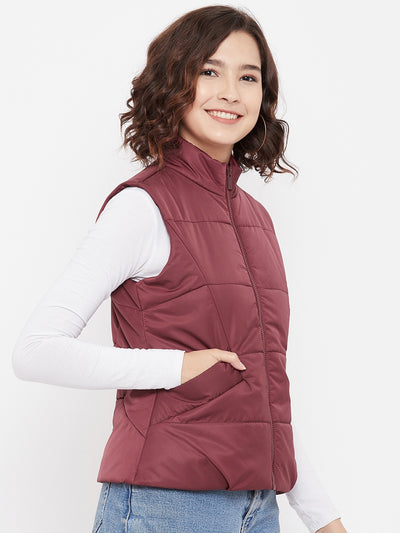 Maroon Padded Jacket - Women Jackets