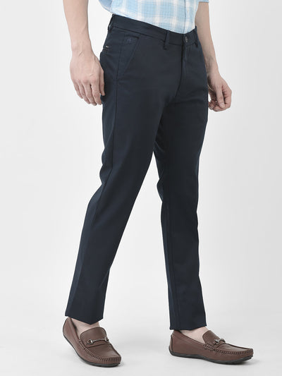  Navy Blue Regular-Rise Trousers