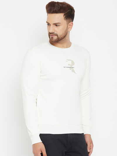 White Printed Sweatshirt - Men Sweatshirts
