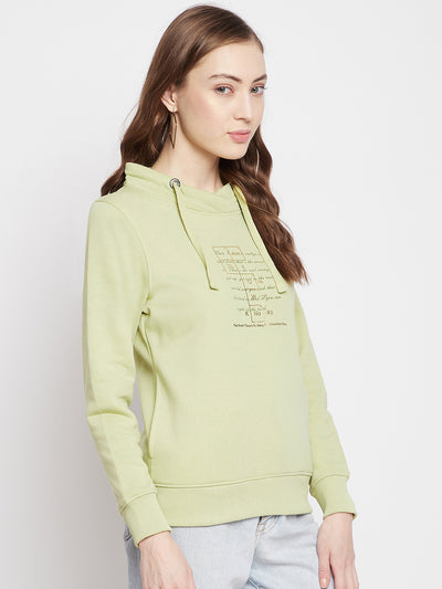 Olive Printed Turtle Neck Sweatshirt - Women Sweatshirts